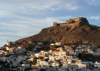 Řecký ostrov Leros a místo Plantanos